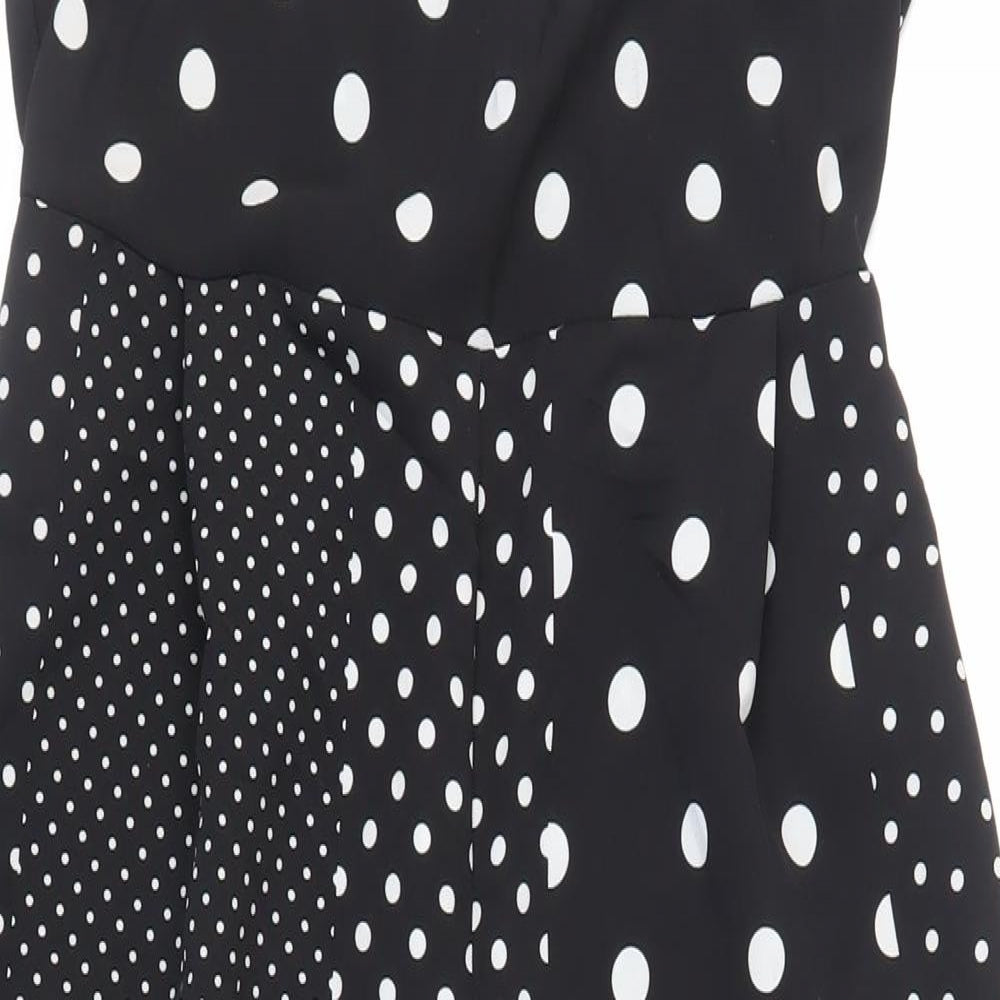 Miss Selfridge Womens Black Polka Dot Polyester Jumpsuit One-Piece Size 12 L29 in Button