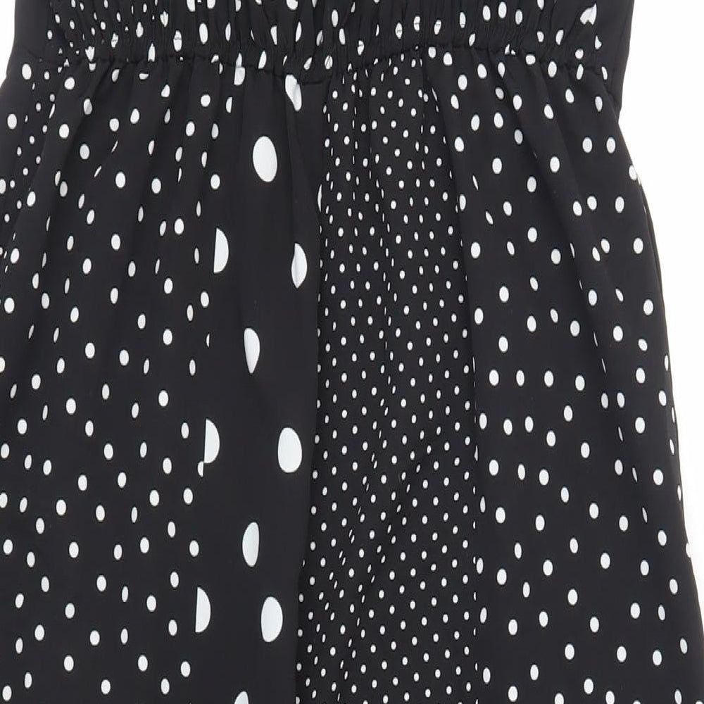 Miss Selfridge Womens Black Polka Dot Polyester Jumpsuit One-Piece Size 12 L29 in Button