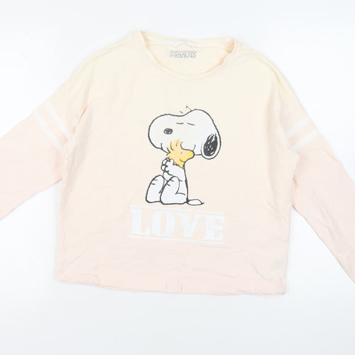 Marks and Spencer Girls Pink Cotton Pullover Sweatshirt Size 12-13 Years Pullover - Snoopy