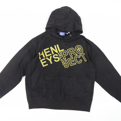 Henleys Mens Black Cotton Pullover Hoodie Size S - Logo