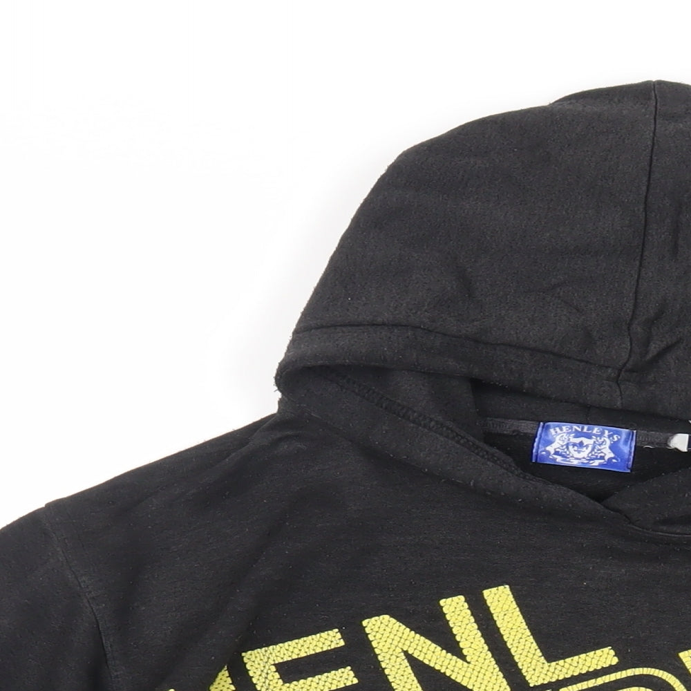 Henleys Mens Black Cotton Pullover Hoodie Size S - Logo