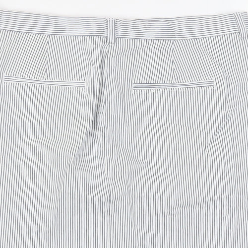 Marks and Spencer Womens White Striped Cotton Mini Skirt Size 12 Zip - Pockets