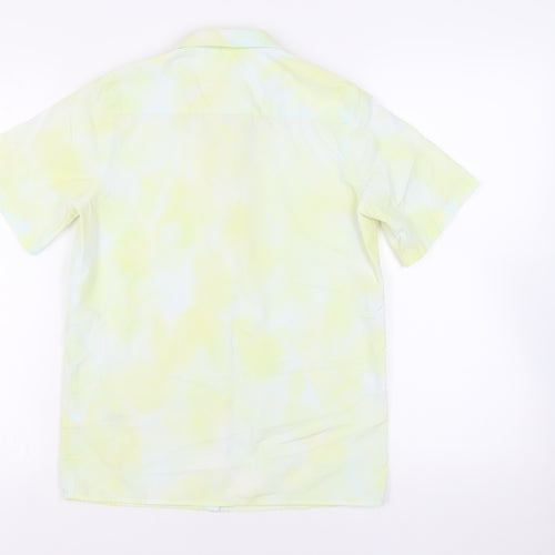 Marks and Spencer Girls Yellow Cotton Basic Button-Up Size 13-14 Years Collared Button - Tie Dye