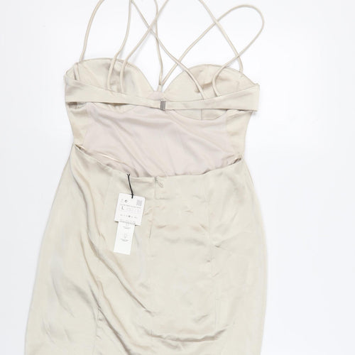 Zara Womens Beige Polyester Mini Size L Sweetheart Zip - Backless