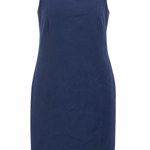bonprix Womens Blue Polyester Pencil Dress Size 16 Boat Neck Zip
