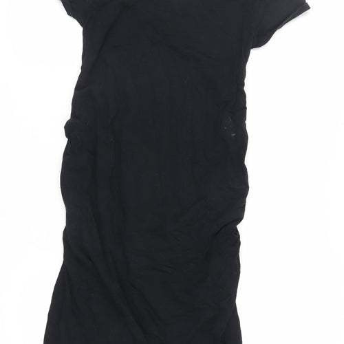 Isabel Womens Black Cotton T-Shirt Dress Size M Round Neck Pullover - Maternity
