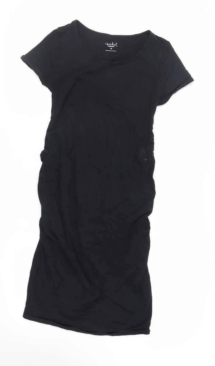 Isabel Womens Black Cotton T-Shirt Dress Size M Round Neck Pullover - Maternity
