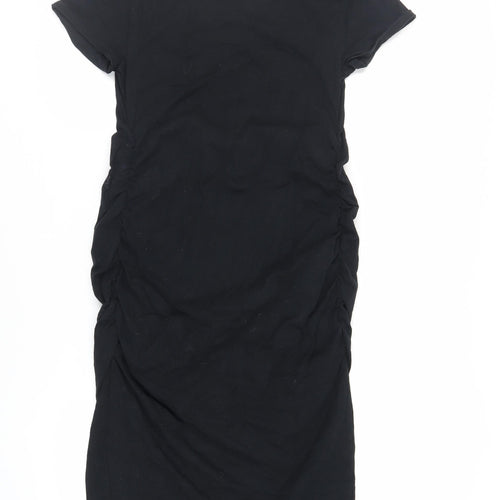 Isabel Womens Black Cotton T-Shirt Dress Size M Round Neck Pullover - Maternity