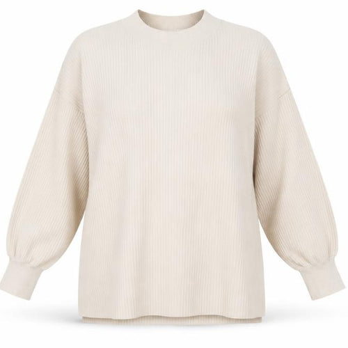 Selected Femme Womens Beige Crew Neck Viscose Pullover Jumper Size L - Ribbed