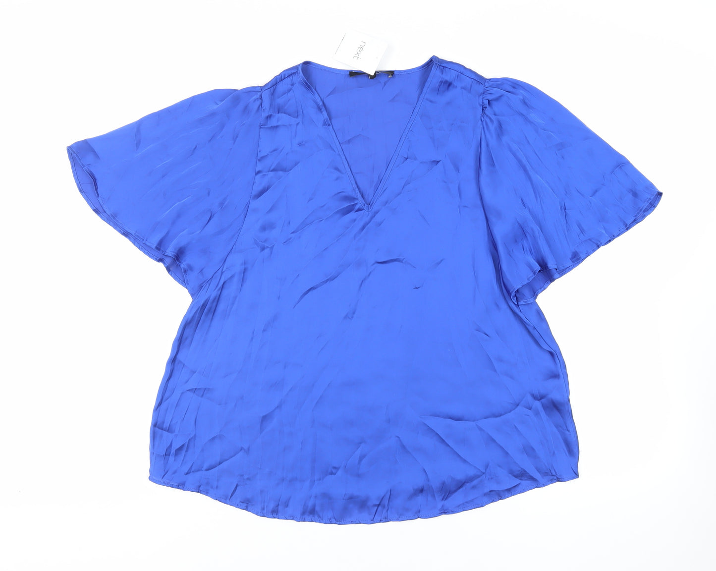 NEXT Womens Blue Polyester Basic Blouse Size 6 V-Neck - Flare Sleeves