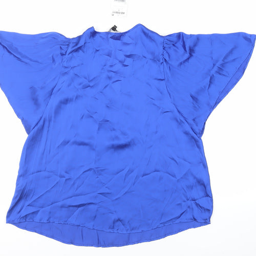 NEXT Womens Blue Polyester Basic Blouse Size 6 V-Neck - Flare Sleeves