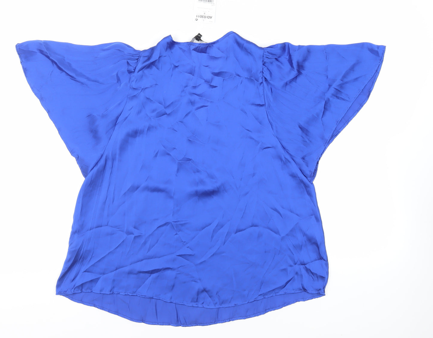 NEXT Womens Blue Polyester Basic Blouse Size 6 V-Neck - Flare Sleeves