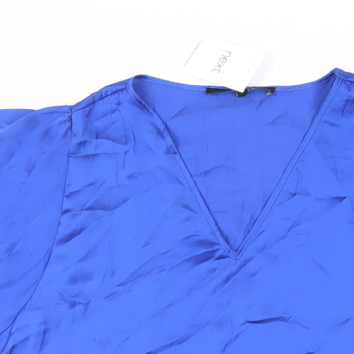 NEXT Womens Blue Polyester Basic Blouse Size 6 V-Neck - Flare Sleeves