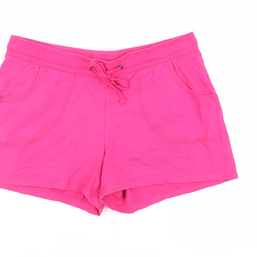 Originals Womens Pink Cotton Sweat Shorts Size 12 L3 in Regular Drawstring - Adjustable Waist