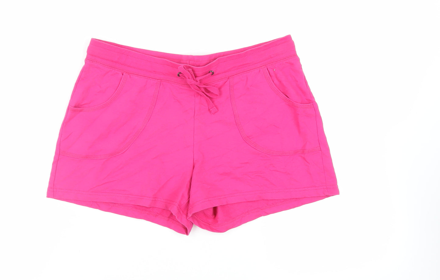 Originals Womens Pink Cotton Sweat Shorts Size 12 L3 in Regular Drawstring - Adjustable Waist