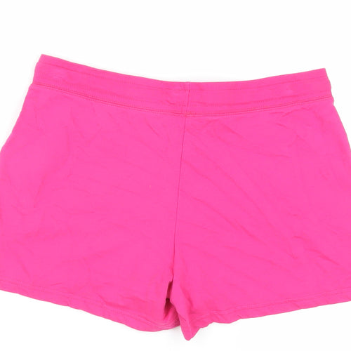 Originals Womens Pink Cotton Sweat Shorts Size 12 L3 in Regular Drawstring - Adjustable Waist