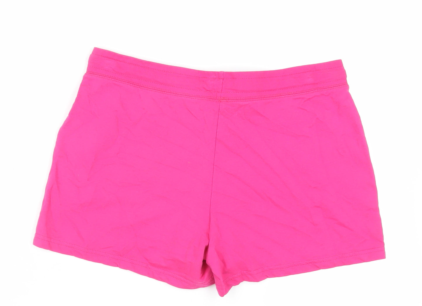 Originals Womens Pink Cotton Sweat Shorts Size 12 L3 in Regular Drawstring - Adjustable Waist