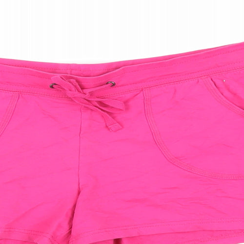 Originals Womens Pink Cotton Sweat Shorts Size 12 L3 in Regular Drawstring - Adjustable Waist