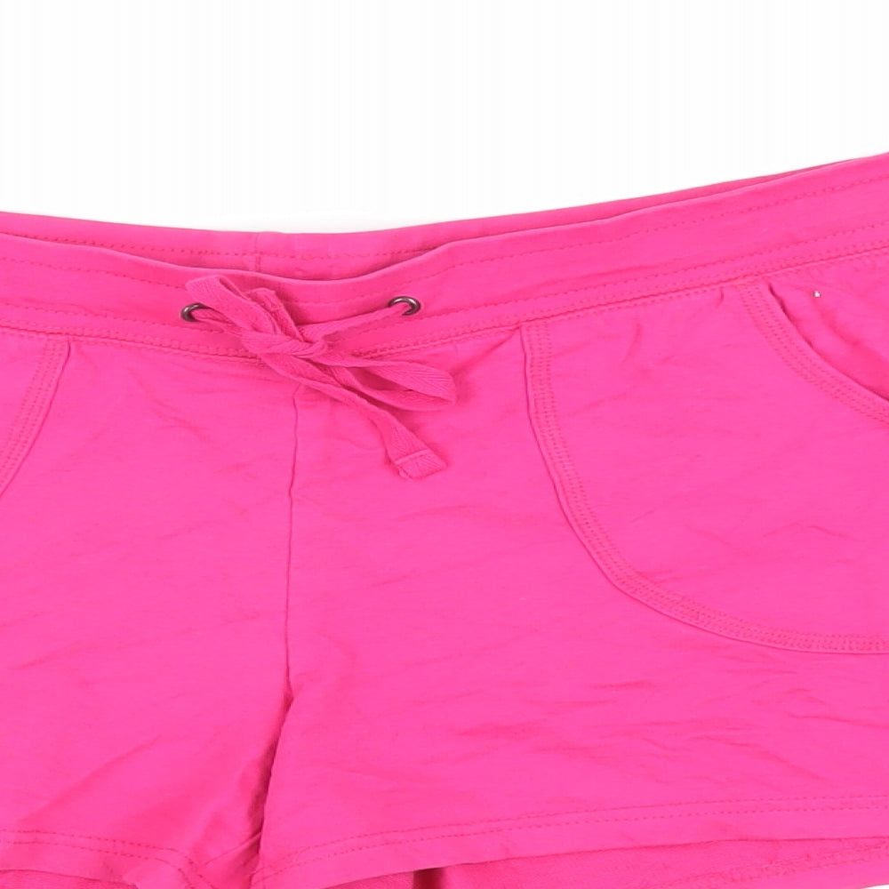 Originals Womens Pink Cotton Sweat Shorts Size 12 L3 in Regular Drawstring - Adjustable Waist