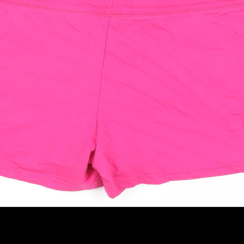 Originals Womens Pink Cotton Sweat Shorts Size 12 L3 in Regular Drawstring - Adjustable Waist