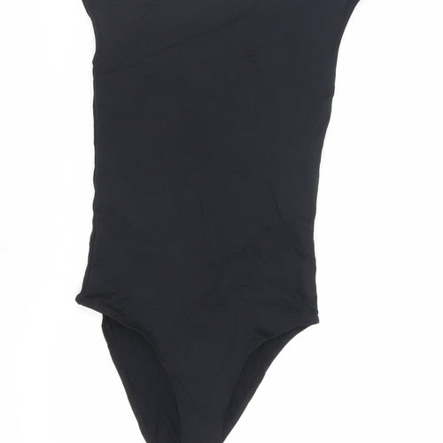 Zara Womens Black Nylon Bodysuit One-Piece Size S Snap