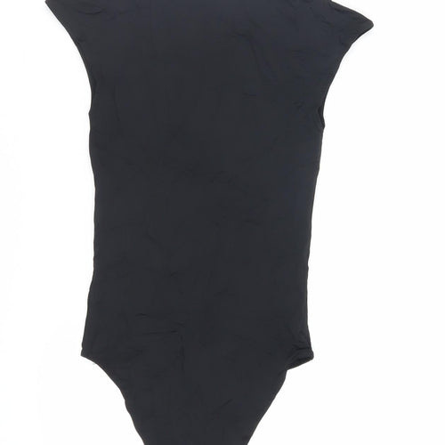 Zara Womens Black Nylon Bodysuit One-Piece Size S Snap