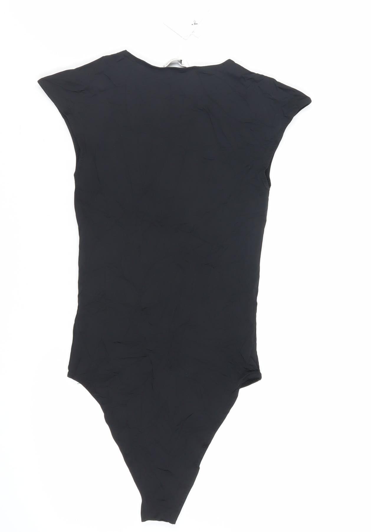 Zara Womens Black Nylon Bodysuit One-Piece Size S Snap