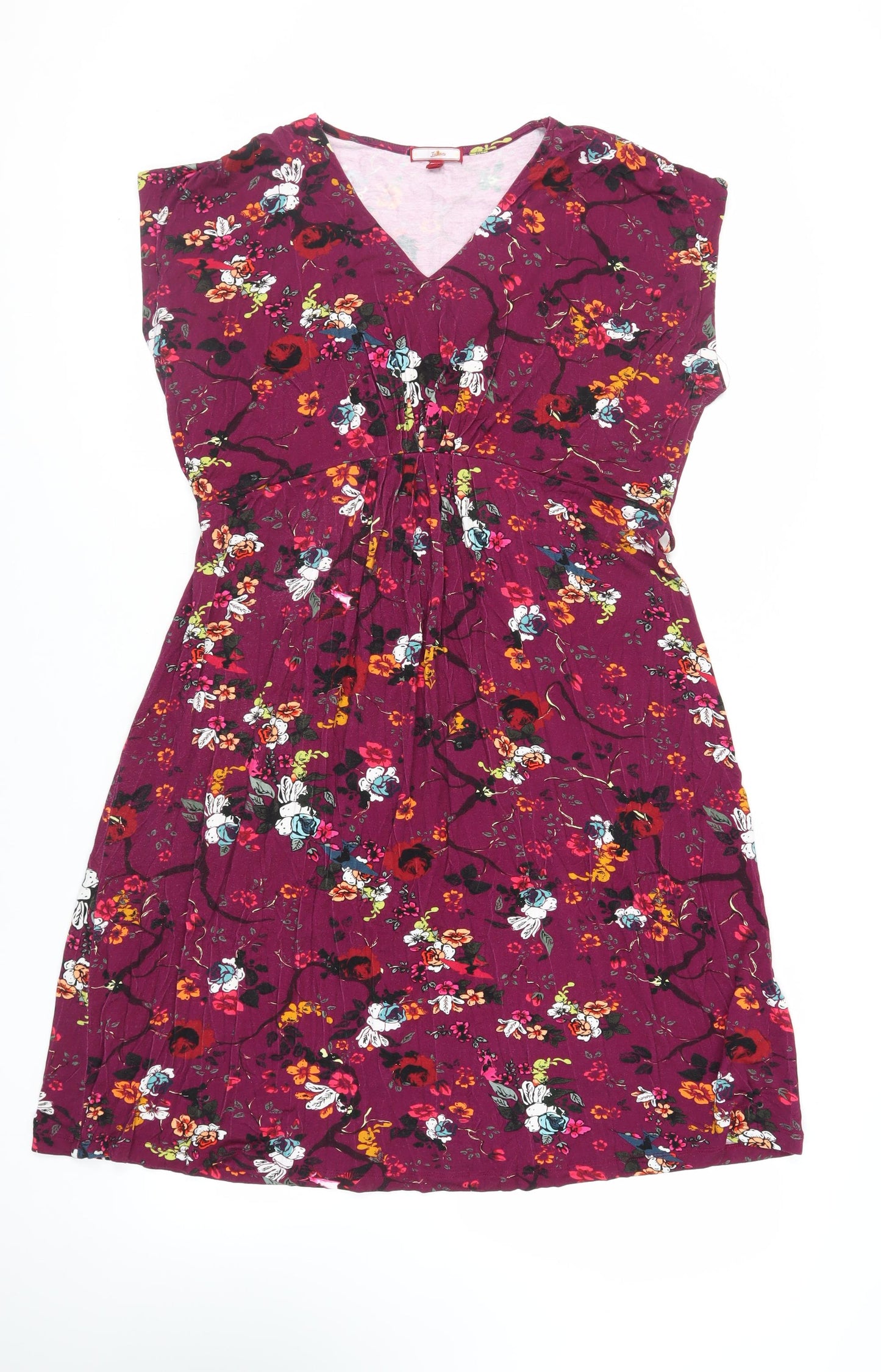 Joe Browns Womens Purple Floral Viscose A-Line Size 18 V-Neck