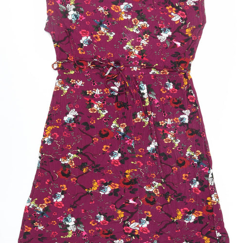 Joe Browns Womens Purple Floral Viscose A-Line Size 18 V-Neck