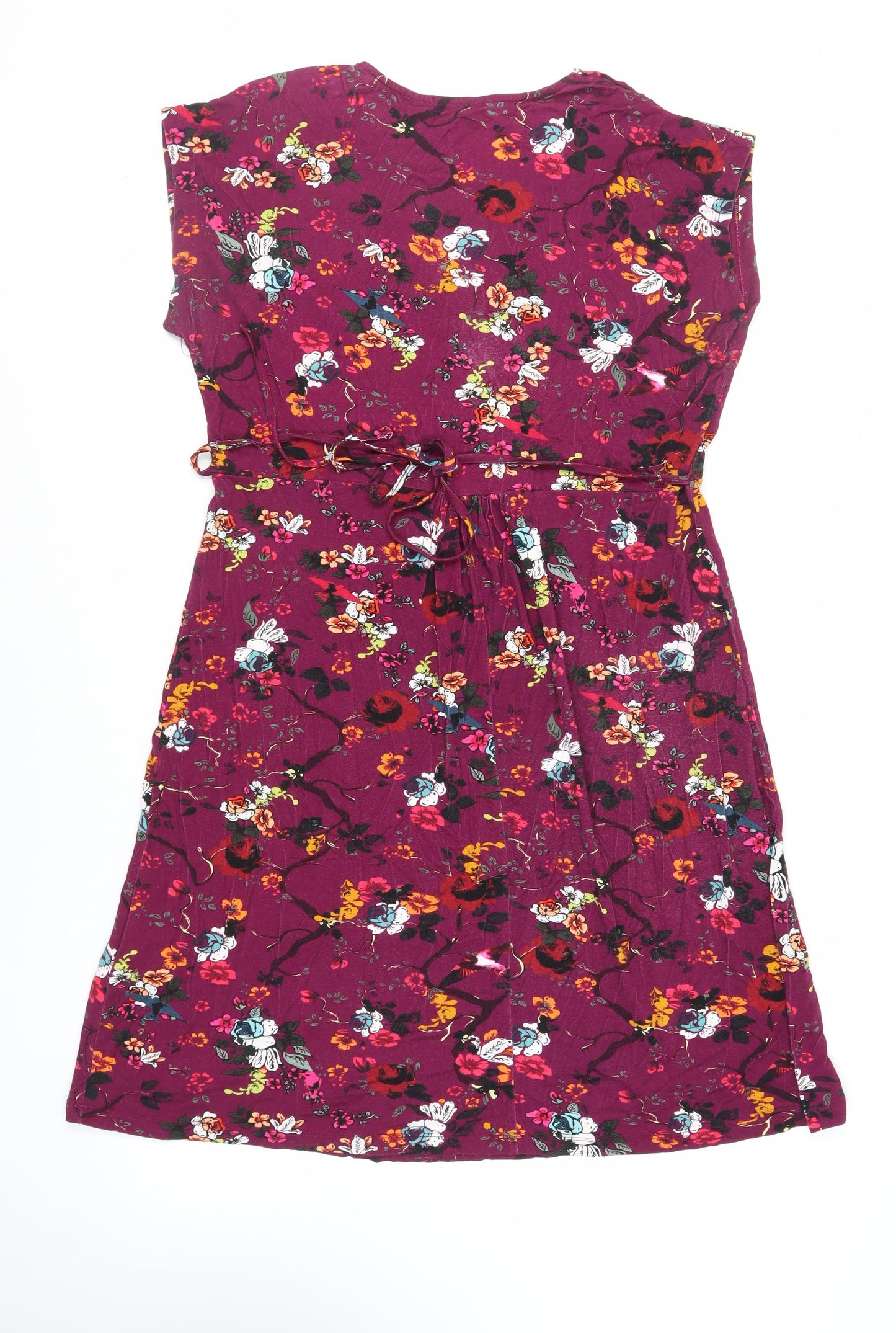 Joe Browns Womens Purple Floral Viscose A-Line Size 18 V-Neck