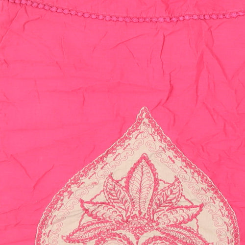 Monsoon Womens Pink Paisley Cotton A-Line Skirt Size 10 Zip - Embroidered