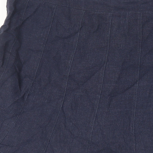 Chloe White Womens Blue Linen Flare Skirt Size 20 Zip