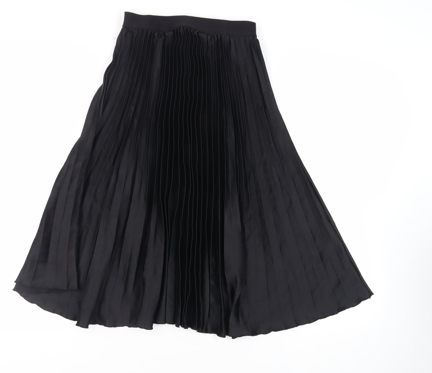 H&M Womens Black Polyester Pleated Skirt Size S - Elasticated Waist