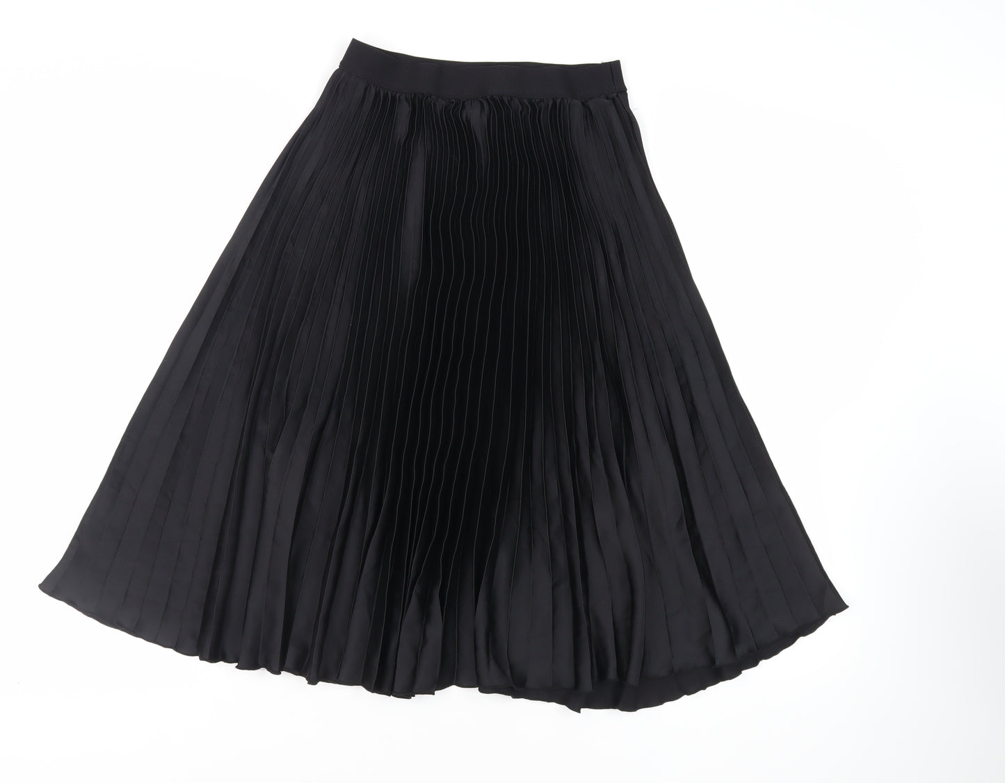 H&M Womens Black Polyester Pleated Skirt Size S - Elasticated Waist