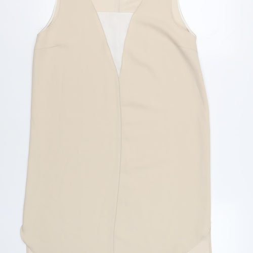 Zara Womens Beige Polyester Shift Size L Square Neck Pullover