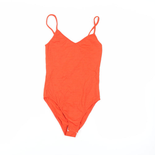 Topshop Womens Red Polyamide Bodysuit One-Piece Size 10 Snap