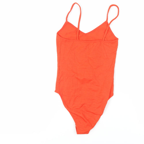 Topshop Womens Red Polyamide Bodysuit One-Piece Size 10 Snap