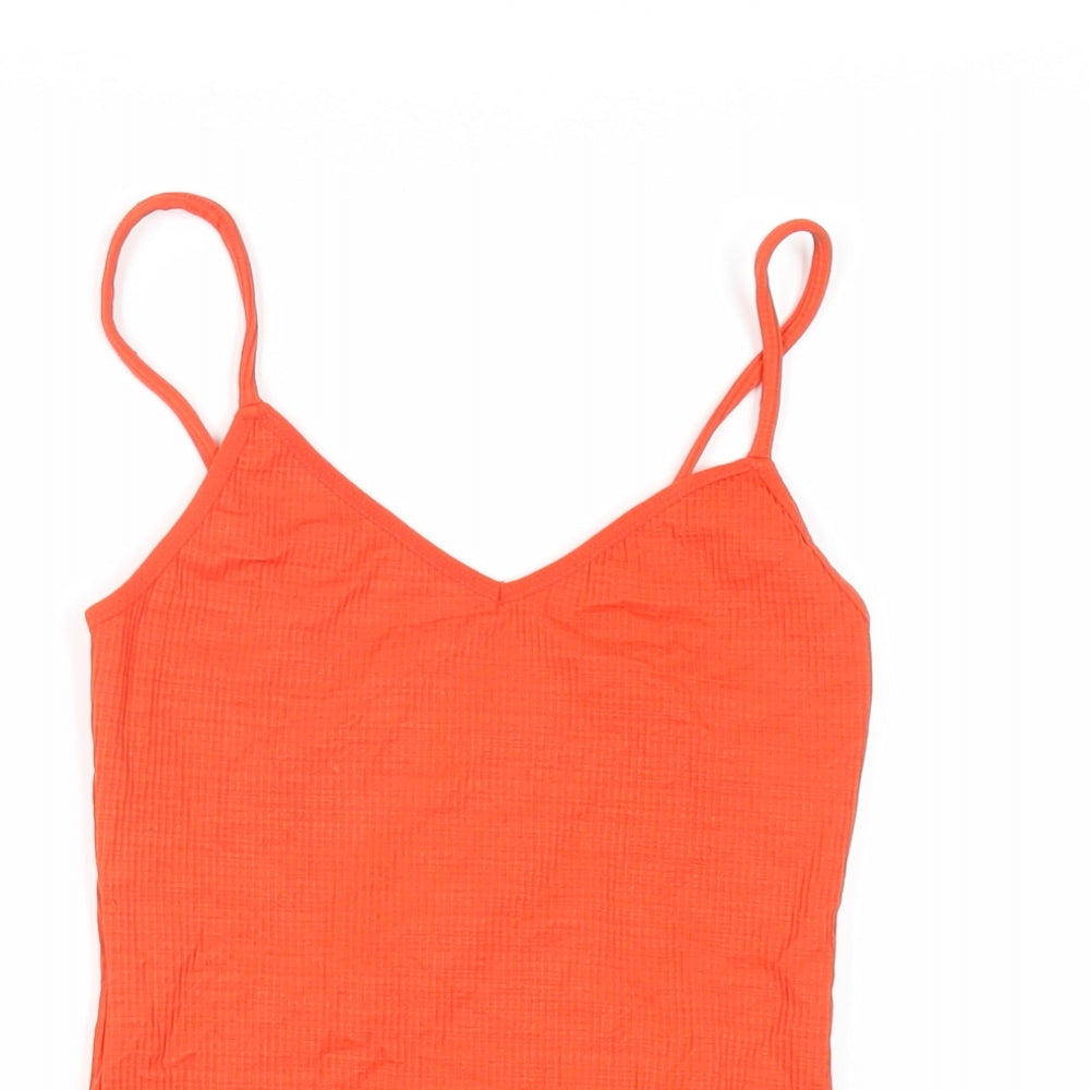 Topshop Womens Red Polyamide Bodysuit One-Piece Size 10 Snap