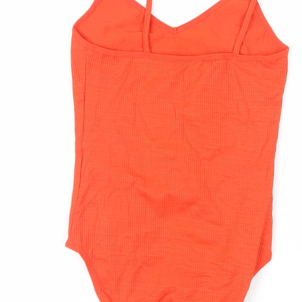 Topshop Womens Red Polyamide Bodysuit One-Piece Size 10 Snap