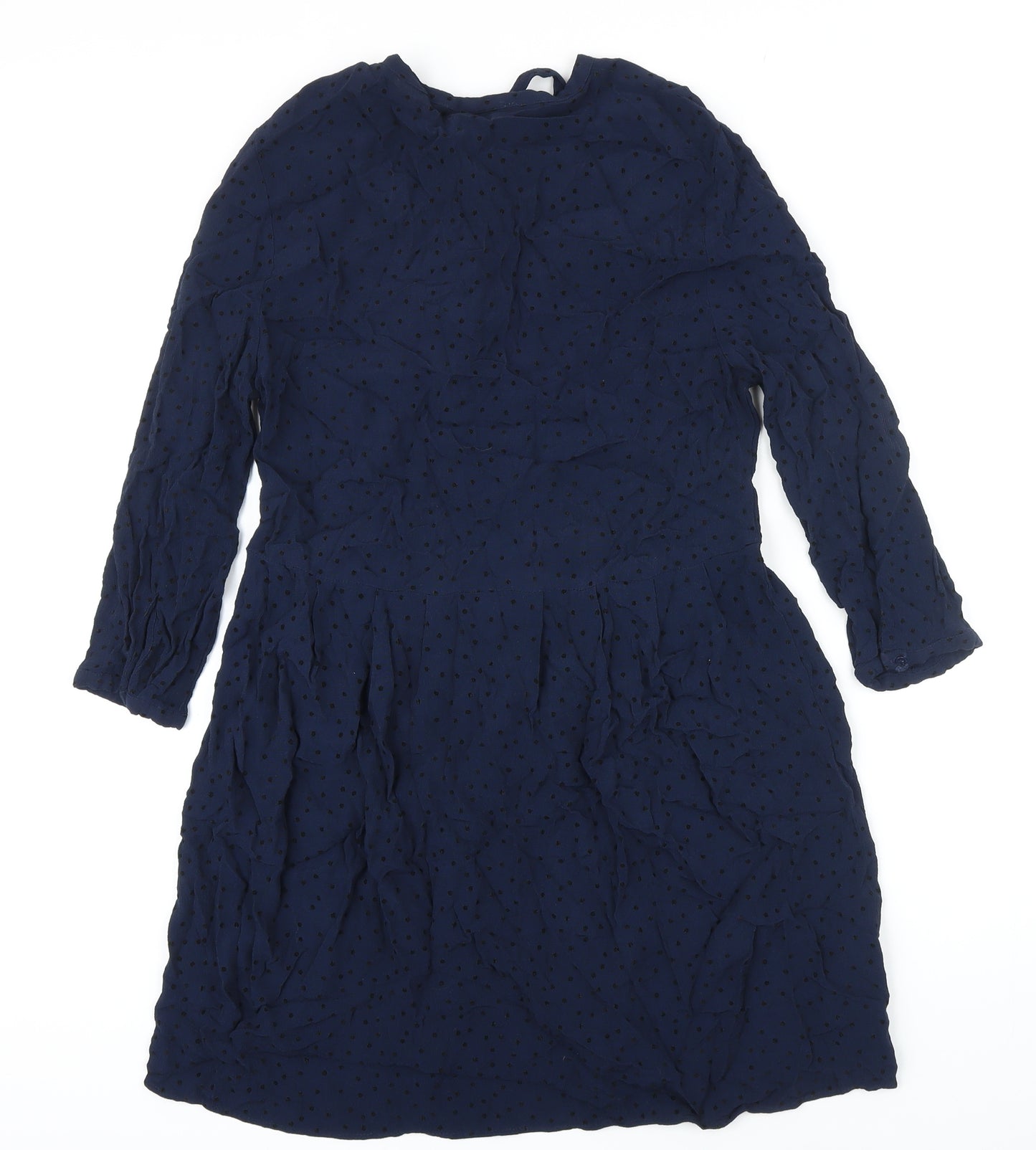 Mango Womens Blue Polyester Blend Tunic Blouse Size XL Round Neck