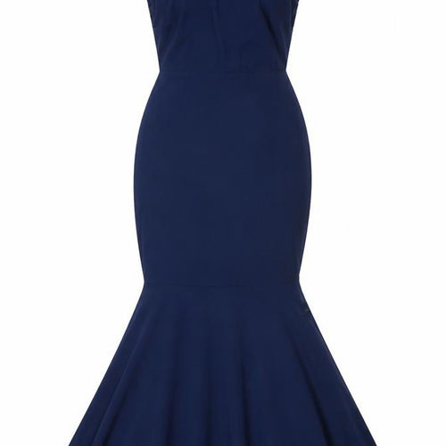 Boohoo Womens Blue Polyester Ball Gown Size 8 Boat Neck - Open Back Detail