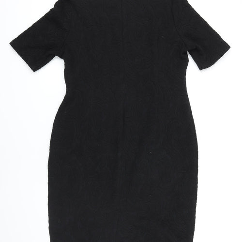 M&S Womens Black Polyester Shift Size 16 Boat Neck