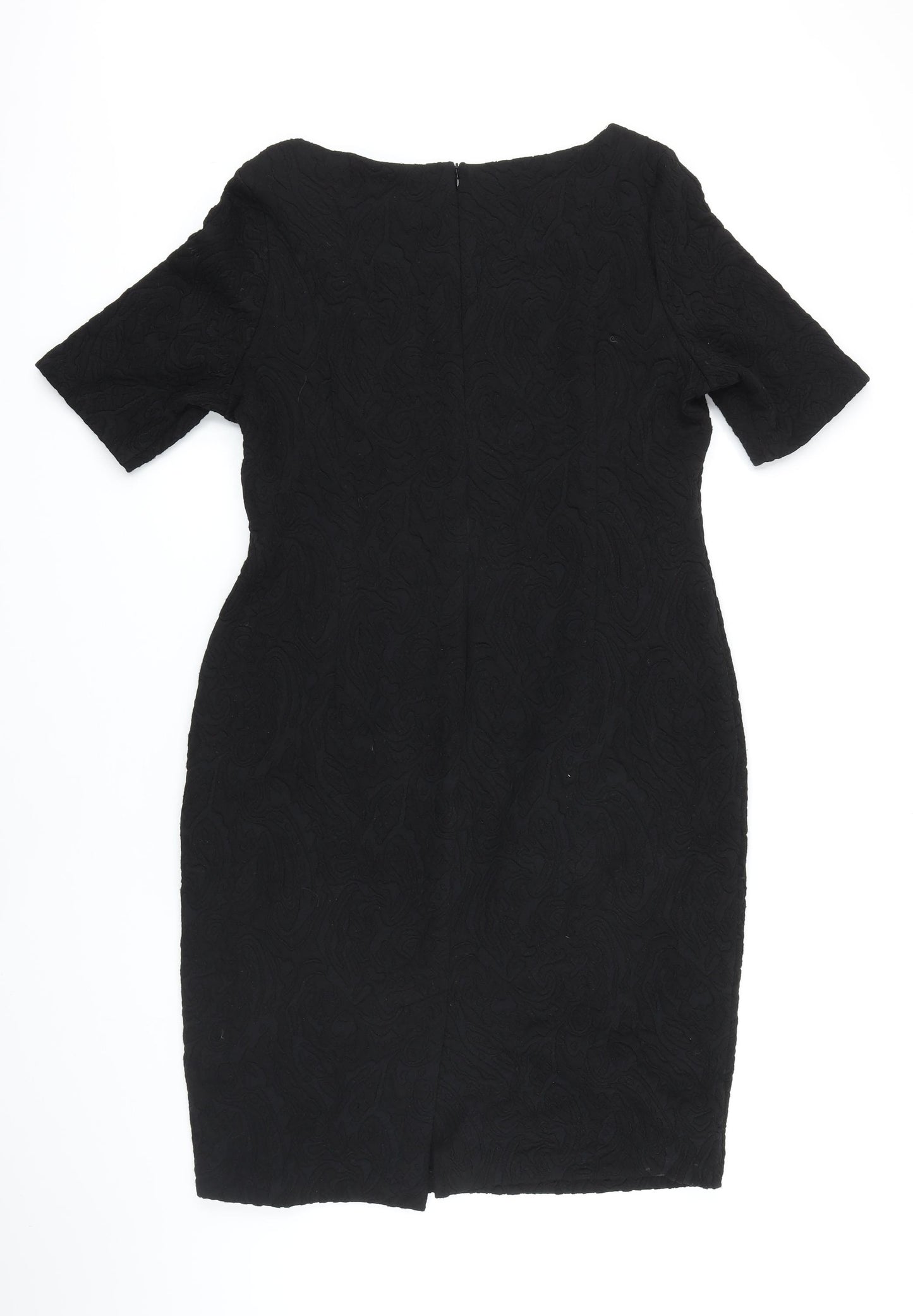 M&S Womens Black Polyester Shift Size 16 Boat Neck