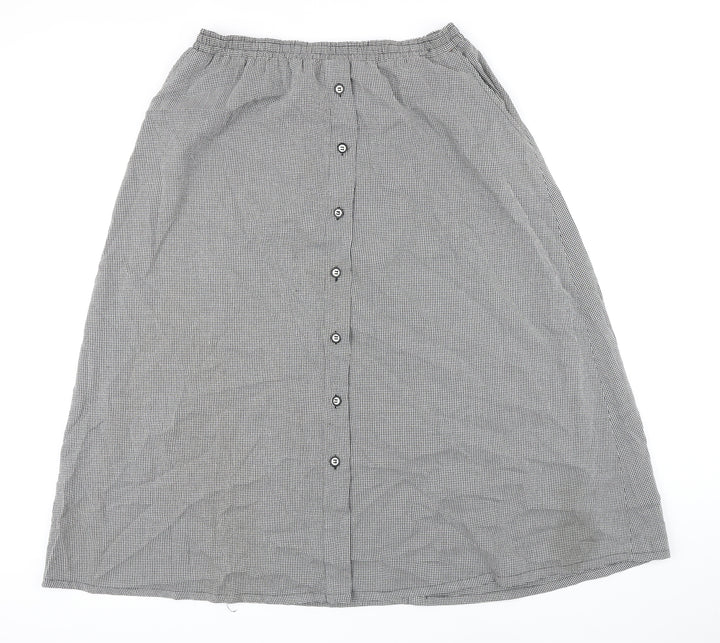 Napa Valley Womens Multicoloured Check Rayon A-Line Skirt Size L Button - Elasticated waist