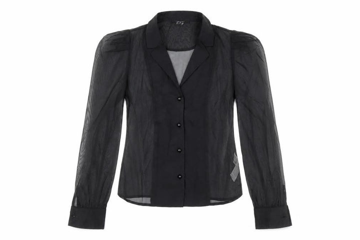 Forever 21 Womens Black Polyester Basic Blouse Size 12 Collared