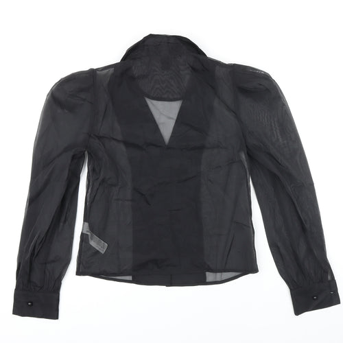 FOREVER 21 Womens Black Polyester Basic Blouse Size 12 Collared