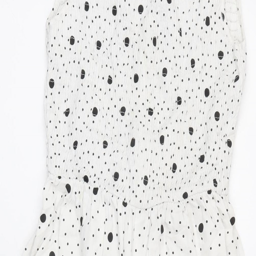 Miss Selfridge Womens White Polka Dot Polyester Blend Jumpsuit One-Piece Size 6 L15 in