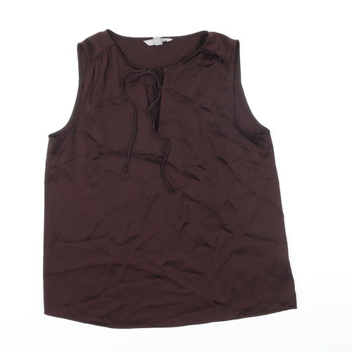 H&M Womens Brown Polyester Tunic Blouse Size S Boat Neck