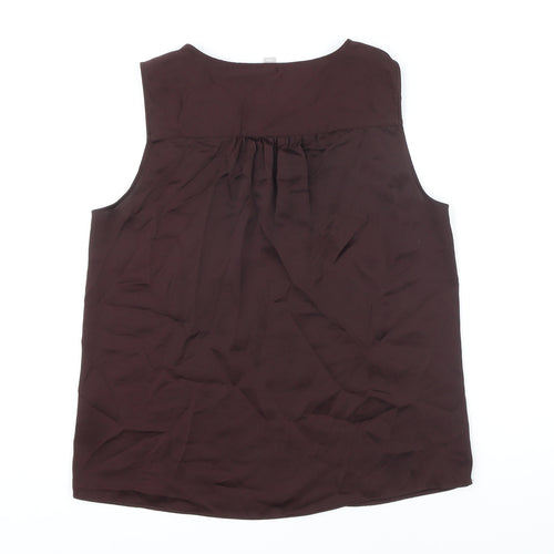 H&M Womens Brown Polyester Tunic Blouse Size S Boat Neck