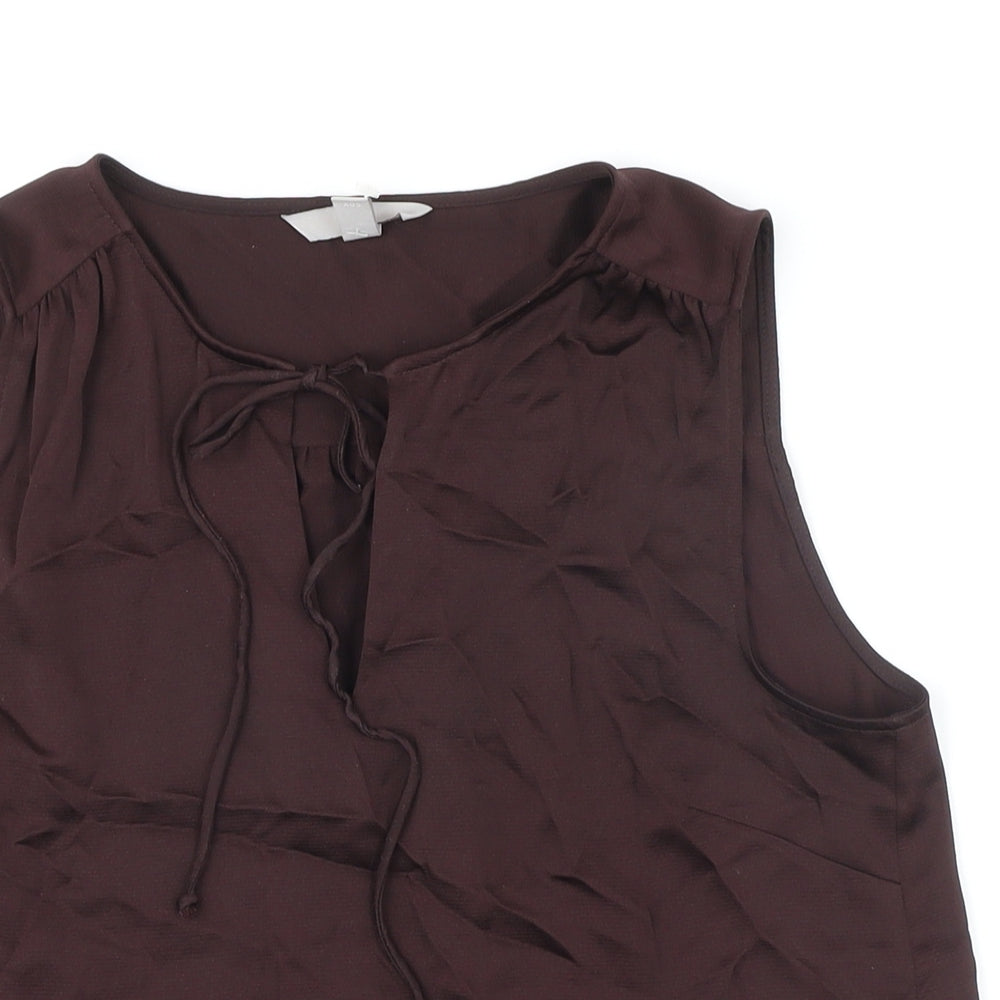 H&M Womens Brown Polyester Tunic Blouse Size S Boat Neck